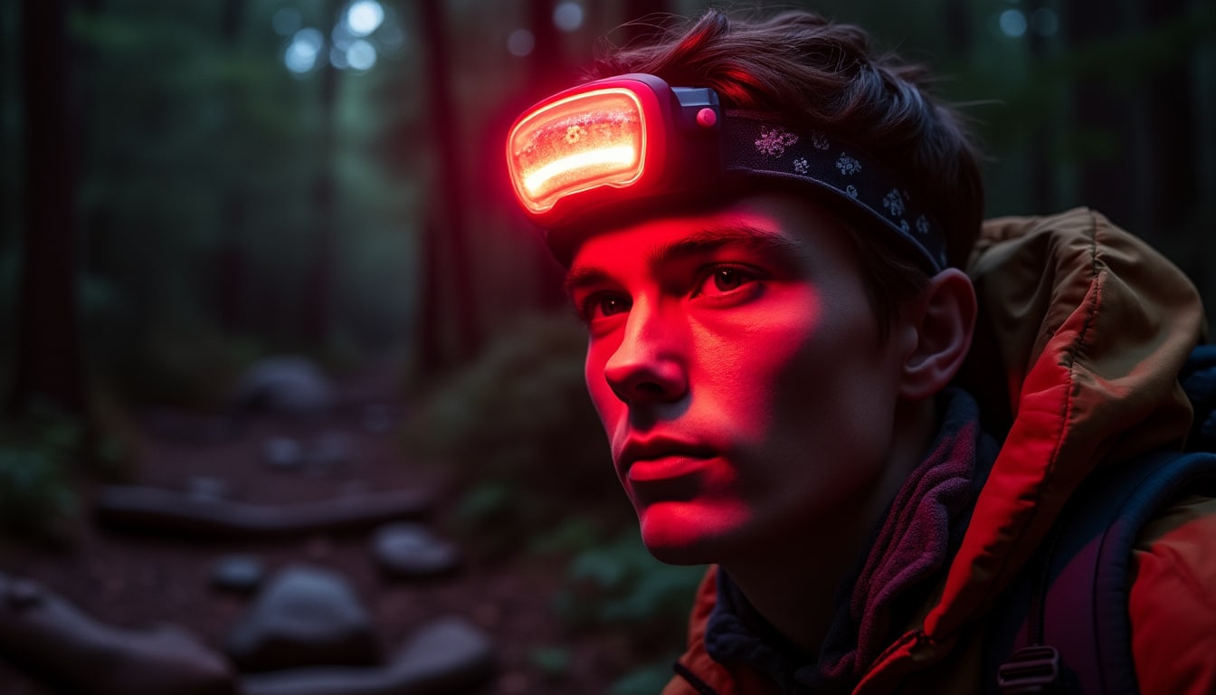 Lampe frontale à filtre rouge : pourquoi elle est préférée